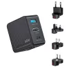 Hub cargador de viaje 3 en 1 GaN UNITEK P1242ABK01 65W con HDMI 4K@60Hz, USB-A y USB-C