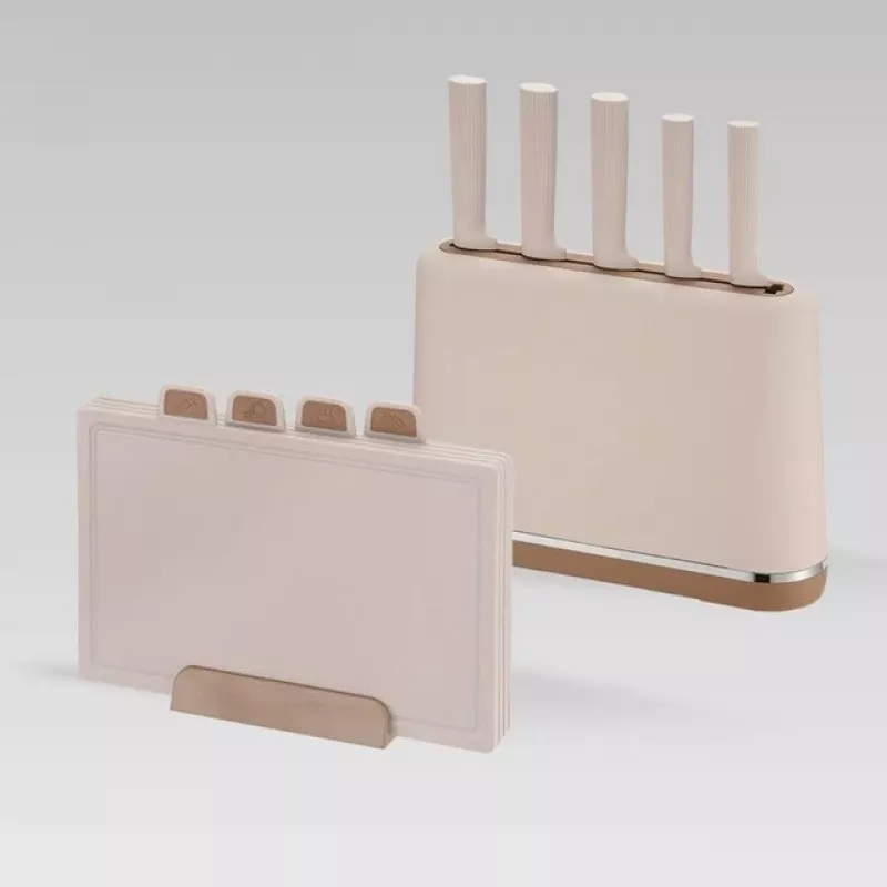 MEO MR-1412-BEIGE MAESTRO juego de cuchillo y tabla de cortar