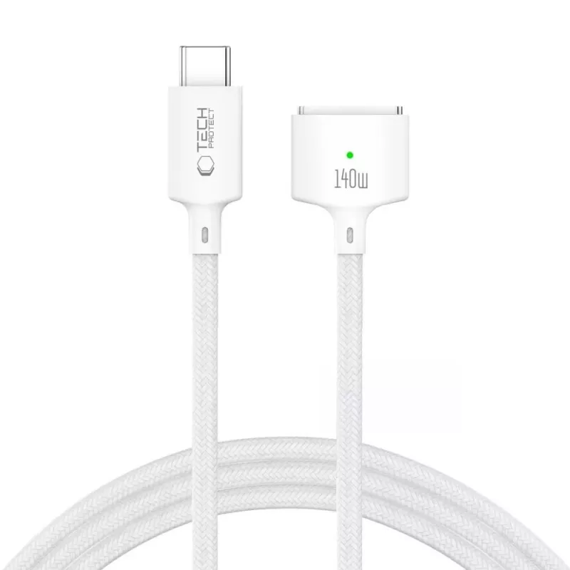 Cable magnético para MacBook MMC01 Ultraboost TECH-PROTECT USB-C a MagSafe 3 140W 300cm blanco