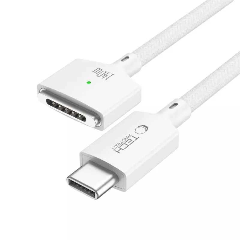 Cable magnético para MacBook MMC01 Ultraboost TECH-PROTECT USB-C a MagSafe 3 140W 300cm blanco
