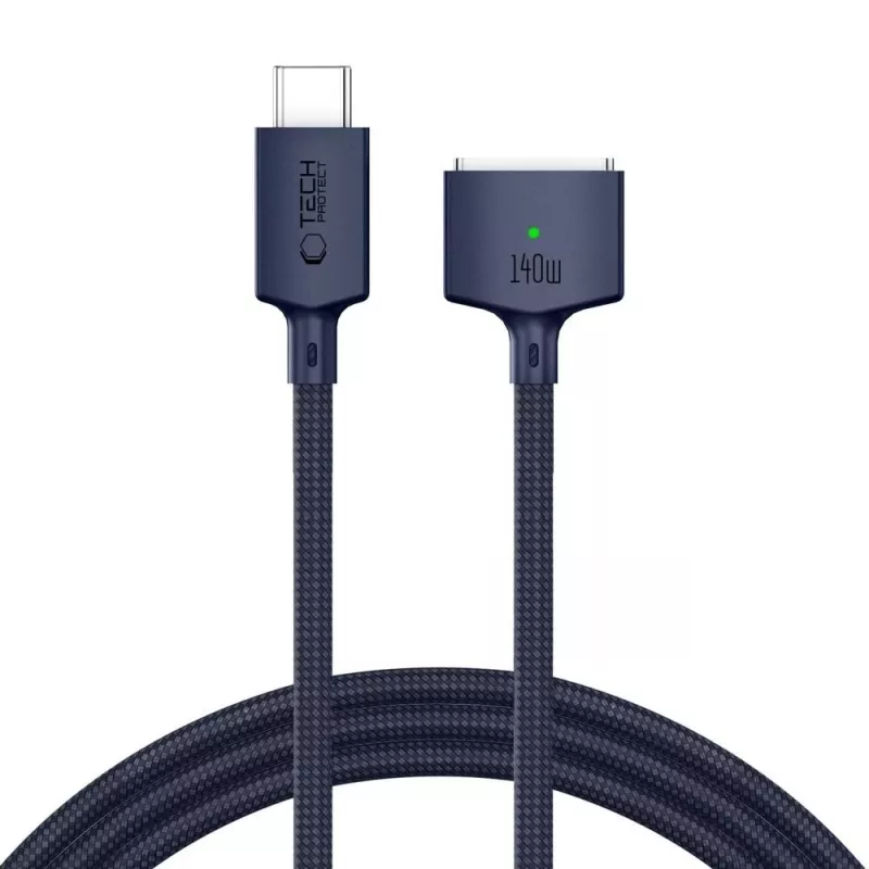 Cable magnético para MacBook MMC01 Ultraboost TECH-PROTECT USB-C a MagSafe 3 140W 300cm azul medianoche