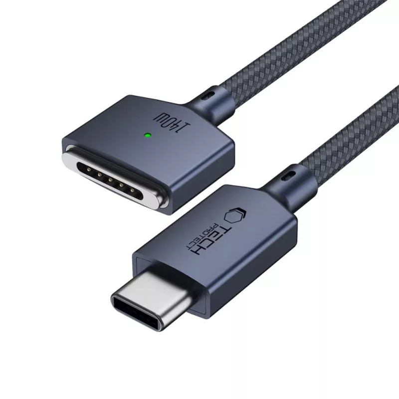Cable magnético para MacBook MMC01 Ultraboost TECH-PROTECT USB-C a MagSafe 3 140W 300cm azul medianoche