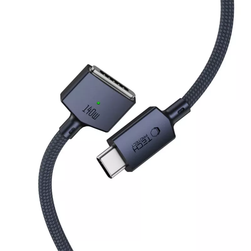 Cable magnético para MacBook MMC01 Ultraboost TECH-PROTECT USB-C a MagSafe 3 140W 300cm azul medianoche
