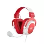 Auriculares gaming con cable HAV H2002d con drivers de 50 mm, LED RGB, micrófono con aislamiento de ruido, blanco/rojo