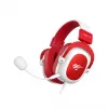 Auriculares gaming con cable HAV H2002d con drivers de 50 mm, LED RGB, micrófono con aislamiento de ruido, blanco/rojo