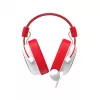 Auriculares gaming con cable HAV H2002d con drivers de 50 mm, LED RGB, micrófono con aislamiento de ruido, blanco/rojo