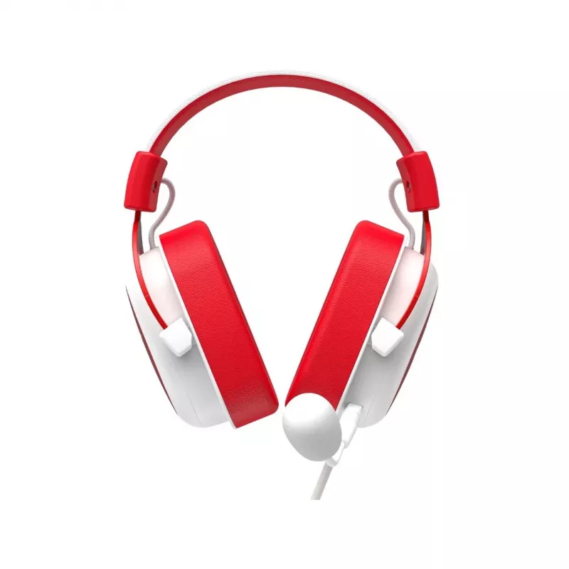 Auriculares gaming con cable HAV H2002d con drivers de 50 mm, LED RGB, micrófono con aislamiento de ruido, blanco/rojo