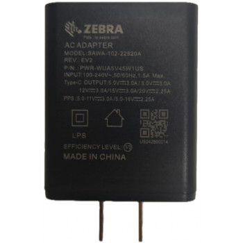 Zebra fuente de alimentación USB Type-C con enchufe del Reino Unido y cable USB-C usado