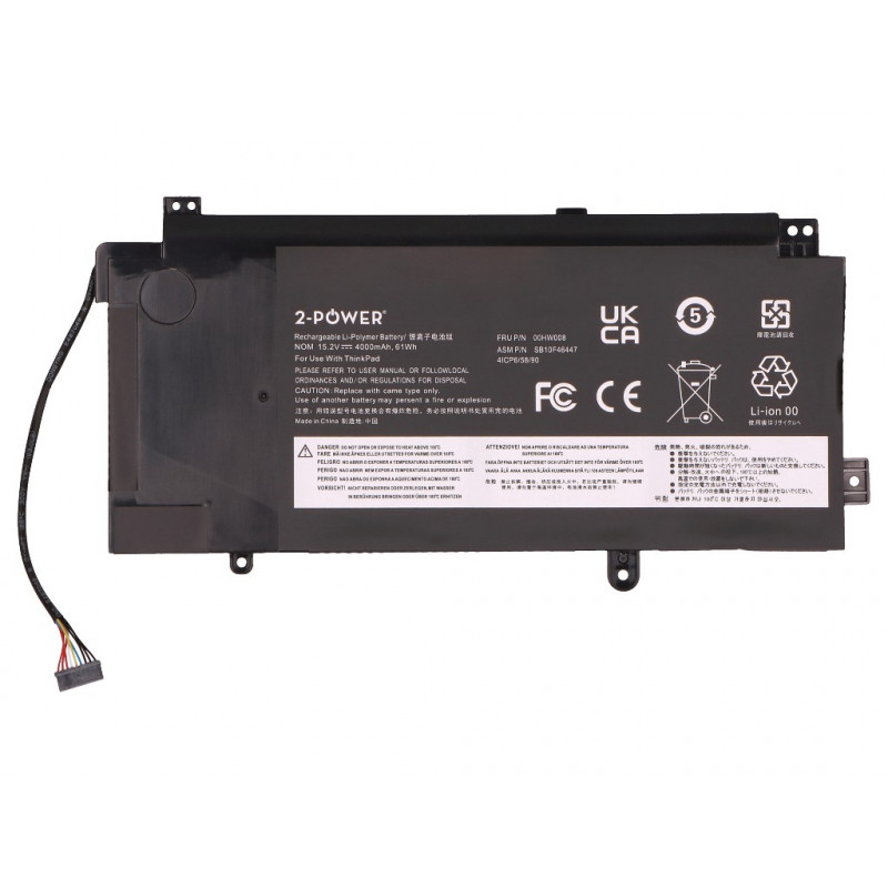 2-power pack de batería principal Lenovo ThinkPad Yoga 15 20DQ 20DR - Batería - 61 mAh (2P-00HW008)
