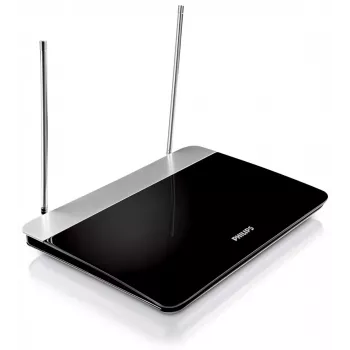 Antena de TV interior con ganancia ajustable, cable coaxial de 1,8 m, 75 Ohm, filtro 3G/4G, DVB-T/T2, conforme a RED