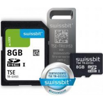 Swissbit TSE, USB, 8 GB dispositivo técnico de seguridad (módulo TSE), formato: memoria USB, cifrado: 384 bits, rendimiento SE (firma): 250 ms, vida útil: 20 millones de firmas, capacidad: 8 GB, validez del certificado hasta noviembre de 2028 - artículo especial