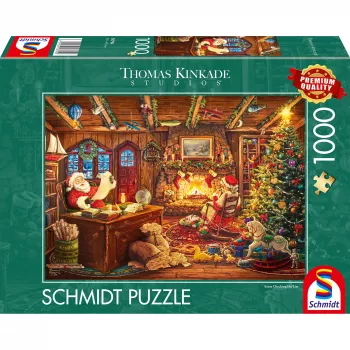 Schmidt Spiele Thomas Kinkade Studios: Santa Checks the Wishlist Puzzle de 1000 piezas