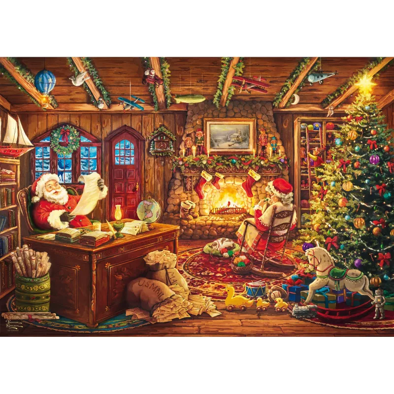 Schmidt Spiele Thomas Kinkade Studios: Santa Checks the Wishlist Puzzle de 1000 piezas