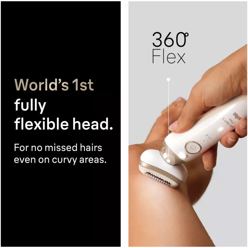 Braun Silk-épil 9 Flex SES9-011 Epilador 3D, húmedo y seco, blanco/oro