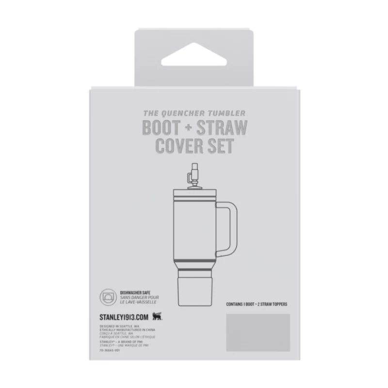 STANLEY Set de 2 fundas y tapones para pajita para vaso térmico 0,89L/0,59L The Quencher Boot + Straw Topper en Crema
