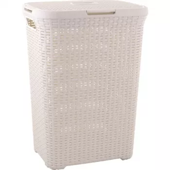 Curver Style Cesto de ropa 60L con efecto ratán en Blanco