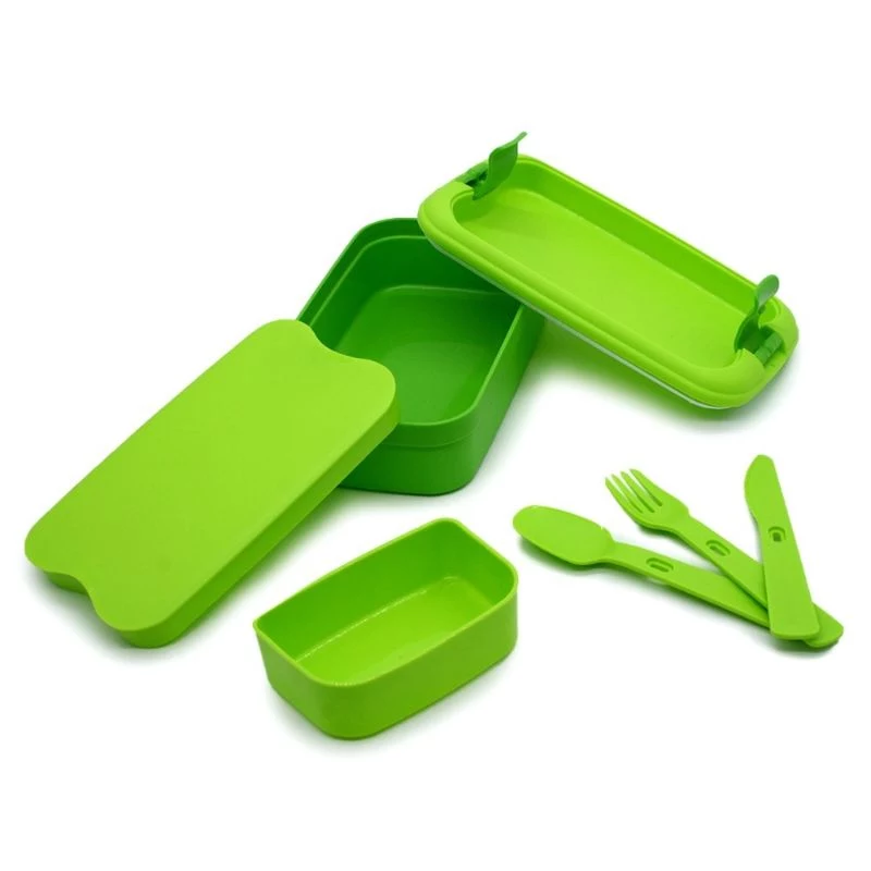 CURVER Lunch&Go Fiambrera rectangular con cubiertos 1,4L Verde