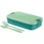 CURVER Lunch&Go Fiambrera rectangular con cubiertos integrados, 1,4L, Azul
