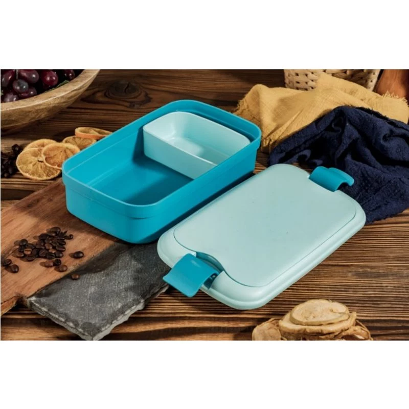 CURVER Lunch&Go Fiambrera rectangular con cubiertos integrados, 1,4L, Azul