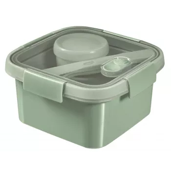 CURVER Caja de almacenamiento Lunch Kit Cuadrada 1,1L Smart Eco To Go 16x16x9cm Soft Green