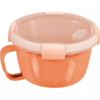 CURVER Smart To Go Mix Noodles Bol redondo para alimentos 0,9L transparente con detalles verdes, sin BPA, a prueba de fugas, apto para microondas y lavavajillas