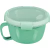 CURVER Smart To Go Mix Noodles Bol redondo para alimentos 0,9L transparente con detalles verdes, sin BPA, a prueba de fugas, apto para microondas y lavavajillas