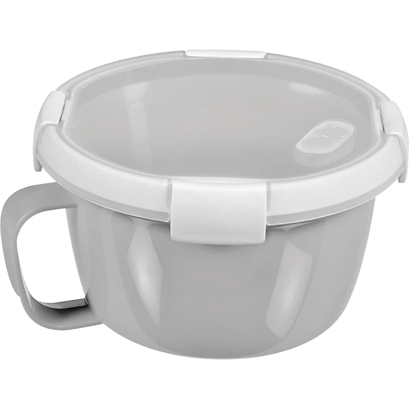 CURVER Smart To Go Mix Noodles Bol redondo para alimentos 0,9L transparente con detalles verdes, sin BPA, a prueba de fugas, apto para microondas y lavavajillas