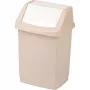 CURVER Click-It Deco Cubo de basura rectangular 50L con tapa de botón, Beige
