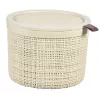 CURVER Jute cesta redonda de almacenamiento con tapa, 2L, crema, 17x13 cm