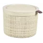 CURVER Jute cesta redonda de almacenamiento con tapa, 2L, crema, 17x13 cm