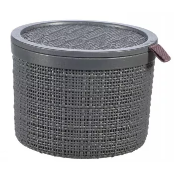 CURVER cesta con tapa Jute redonda 2L Ø17x13cm gris oscuro