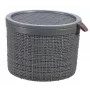 CURVER cesta con tapa Jute redonda 2L Ø17x13cm gris oscuro