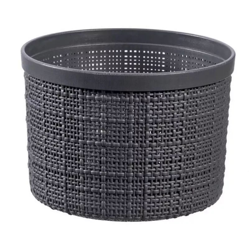 CURVER cesta con tapa Jute redonda 2L Ø17x13cm gris oscuro