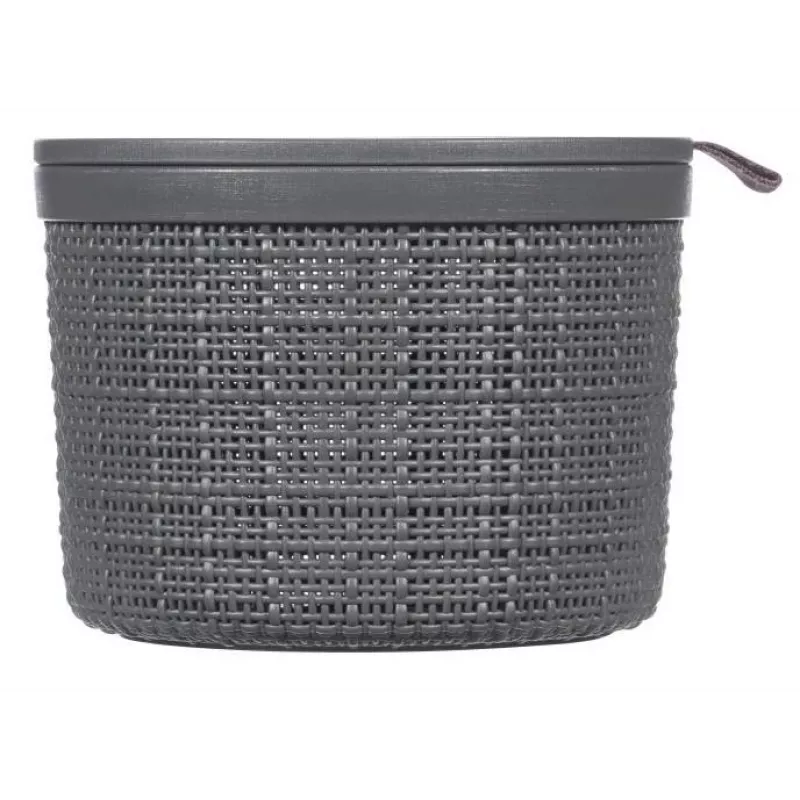 CURVER cesta con tapa Jute redonda 2L Ø17x13cm gris oscuro