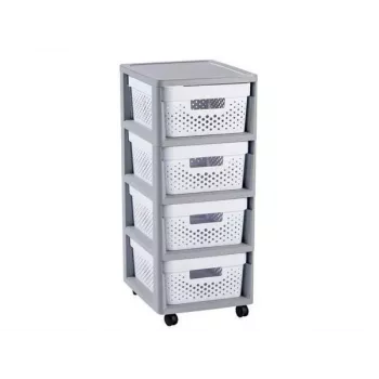 CURVER Infinity carro multiusos con 4 compartimentos 11L 30x36x69cm gris/blanco