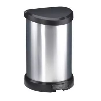 CURVER Deco cubo de basura con pedal 15L plata