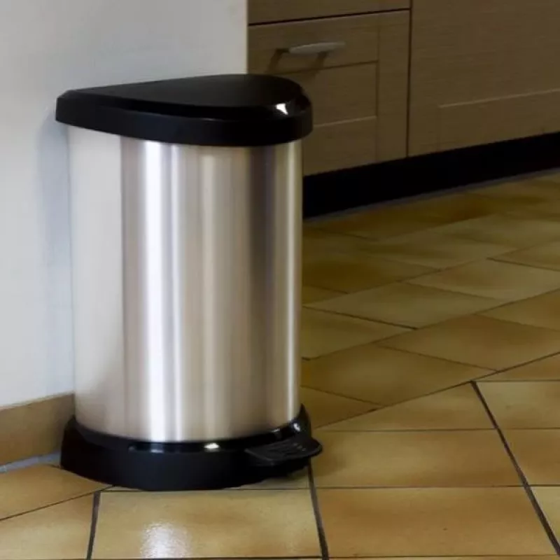 CURVER Deco cubo de basura con pedal 15L plata