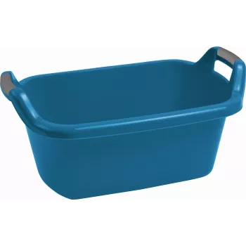 CURVER cesta de ropa ovalada con asas 35L azul - recipiente de almacenamiento de plástico reciclado