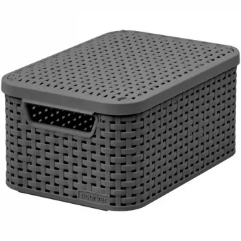 CURVER Style S caja de almacenamiento con tapa, 29,1 x 19,8 x 14,2 cm, gris oscuro, 8,2L