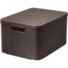 CURVER Style L caja de almacenamiento con tapa, 43,6 x 32,6 x 23 cm, marrón oscuro, 32,67 L, plegable, apilable, asas de tela