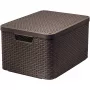 CURVER Style L caja de almacenamiento con tapa, 43,6 x 32,6 x 23 cm, marrón oscuro, 32,67 L, plegable, apilable, asas de tela