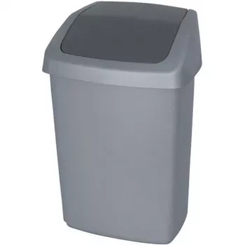 CURVER Deco Bin cubo de basura con tapa basculante 50L gris oscuro/plata