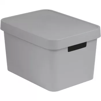 Curver Infinity Recycled 17L caja de almacenamiento con tapa, gris, 36x27x22 cm