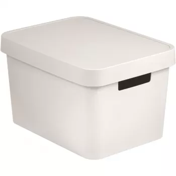 CURVER Infinity Recycled 17L caja de almacenamiento con tapa, blanco, 36x27x22 cm, 100% plástico reciclado