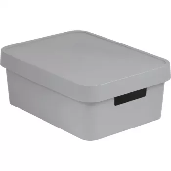 Curver Infinity Recycled 11L caja de almacenamiento con tapa, gris, 36x27x14cm