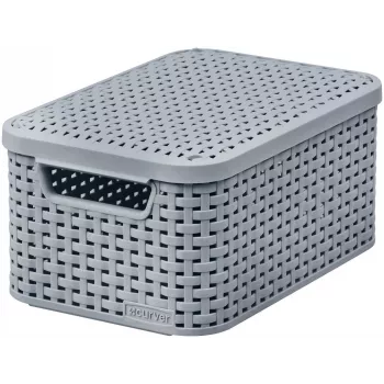CURVER Style S caja de almacenamiento con tapa, gris claro, 29,1 x 19,8 x 14,2 cm, 8,2 L, plegable, apilable