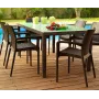 KETER silla de jardín Bali Mono marrón – sillón de exterior apilable con tejido Textilene, resistente a los rayos UV y al agua, estructura de acero con recubrimiento en polvo