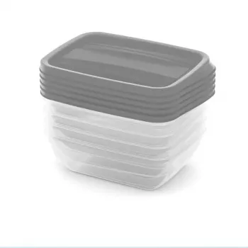 CURVER Vedo set de recipientes de almacenamiento 5x0,5L transparente gris