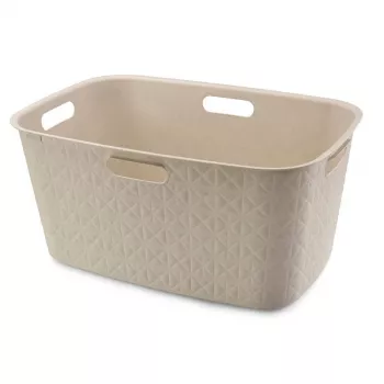 CURVER Softex cesta de la ropa 45L en blanco tiza, recipiente rectangular soft-touch con asas integradas, 57 x 37 x 27 cm