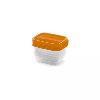 CURVER Vedo set de recipientes de almacenamiento rectangulares 5x0,5L transparente naranja